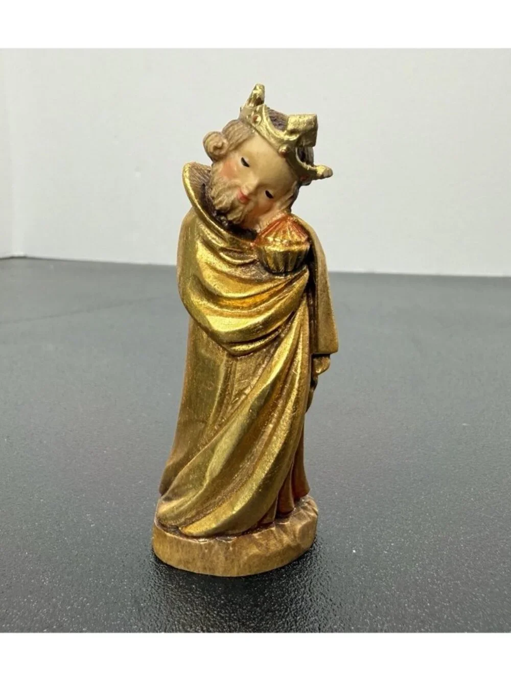 Vintage Anri Juan Ferrandiz 3” Carved Wood Nativity Wiseman King Balthasar Crown